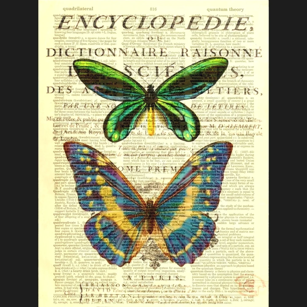 Vintage Butterfly Dictionary Art Print Home Decor Elegant Vintage Advertisement